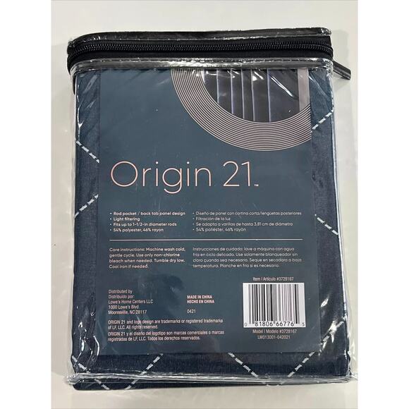 Origin 21 Navy Geometric Light Filtering Back Tab (4 Panels) 50 x 84" (3728167) - Picture 6 of 6